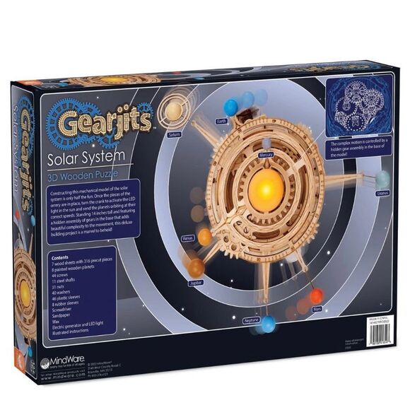 *NIB* MindWare Gearjits: Solar System – Wooden 3D Building Puzzle for Teens - Picture 2 of 9